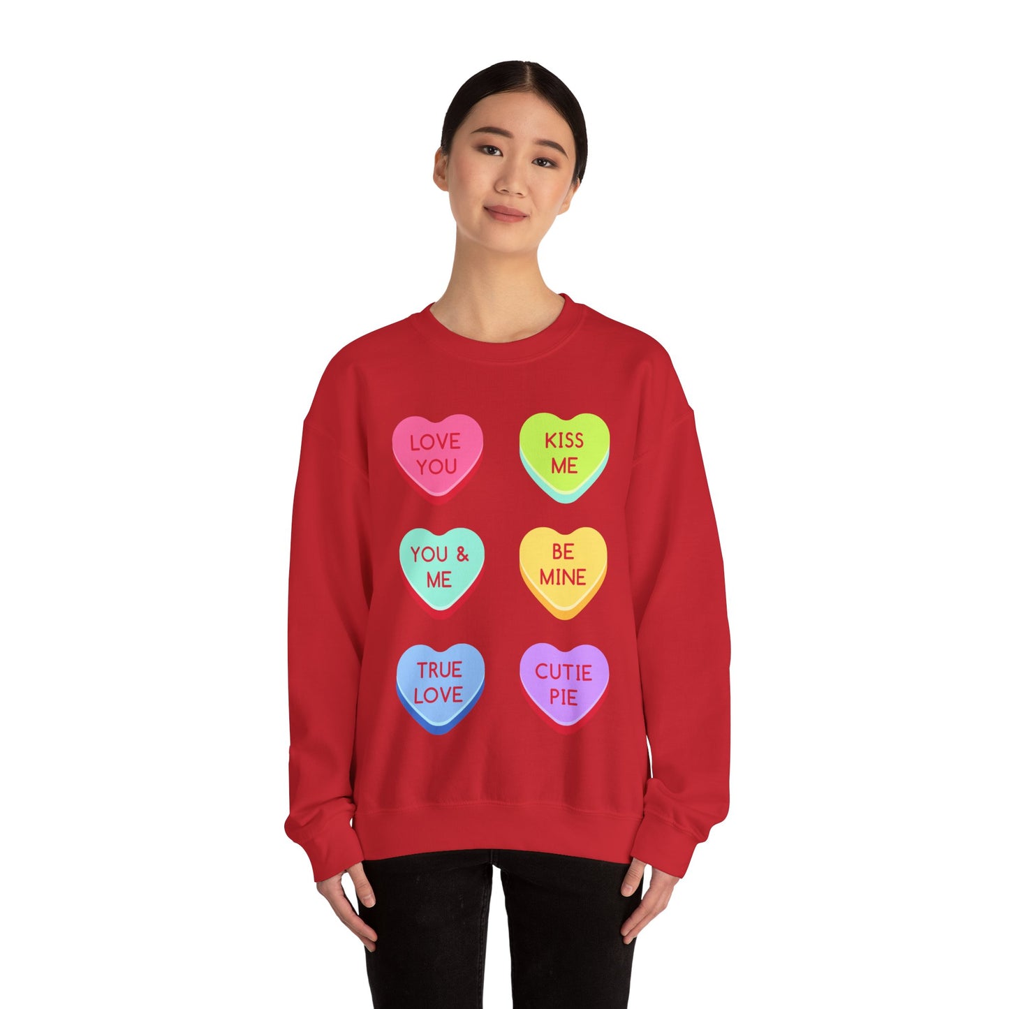 Valentine's Day Candy Heart Sweatshirt, Valentine's Gift, Love Sweatshirt, Romantic Apparel, Heart Graphic Sweater