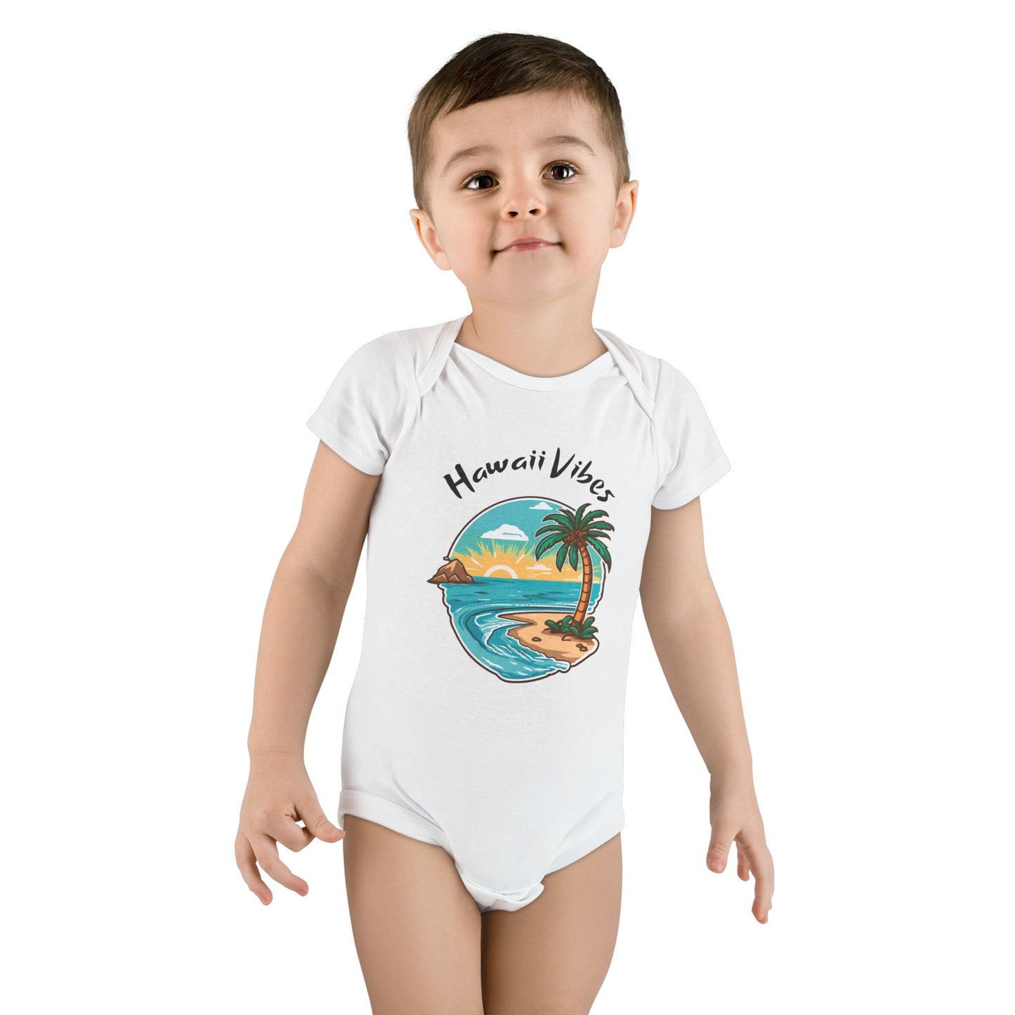 Hawaii Vibes Organic Baby Bodysuit - Cute Infant Onesie for Summer Fun