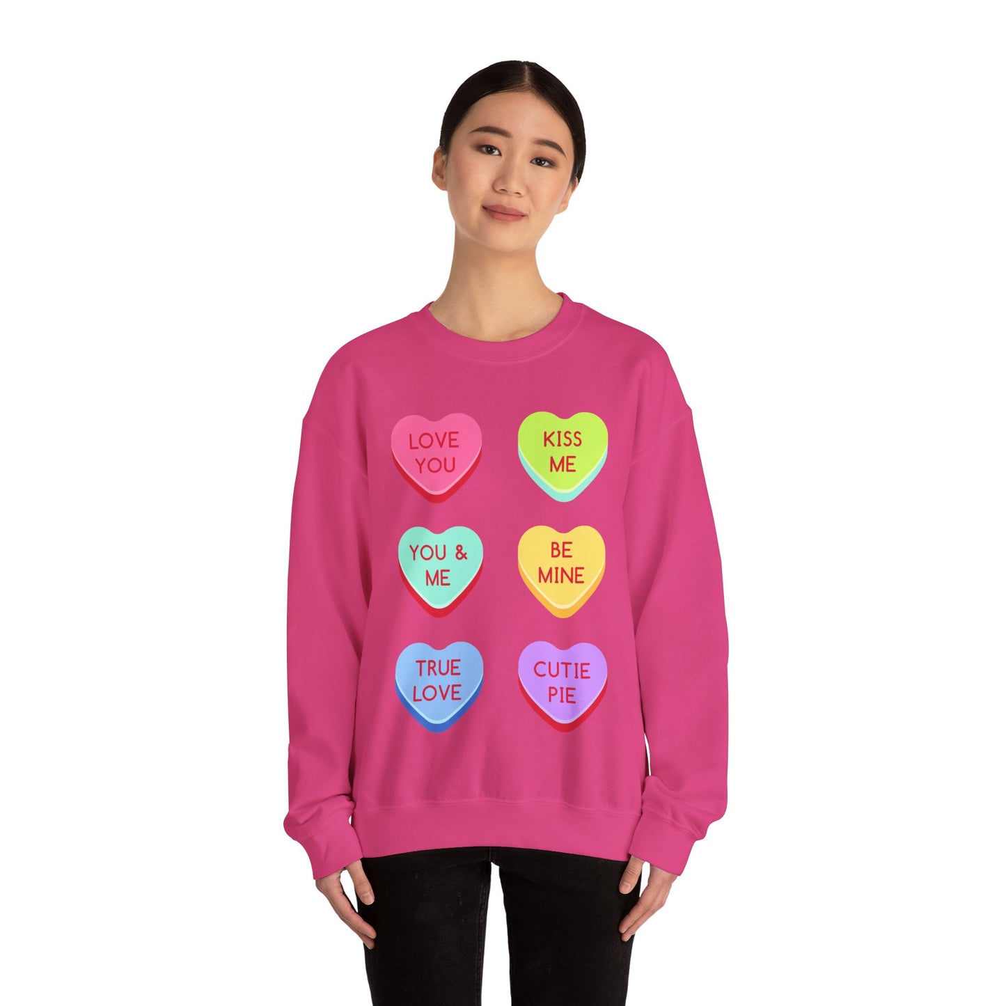 Valentine's Day Candy Heart Sweatshirt, Valentine's Gift, Love Sweatshirt, Romantic Apparel, Heart Graphic Sweater