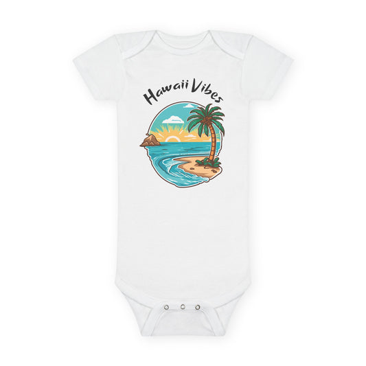 Hawaii Vibes Organic Baby Bodysuit - Cute Infant Onesie for Summer Fun