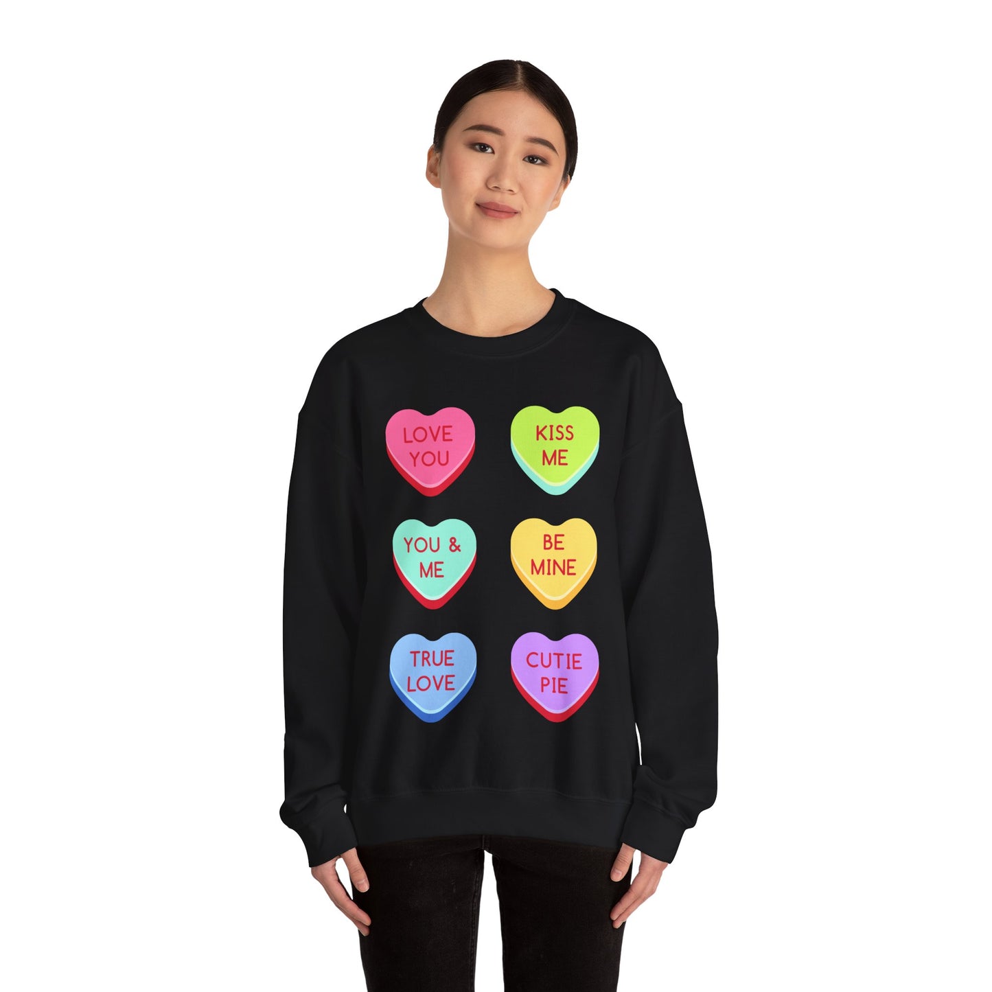 Valentine's Day Candy Heart Sweatshirt, Valentine's Gift, Love Sweatshirt, Romantic Apparel, Heart Graphic Sweater