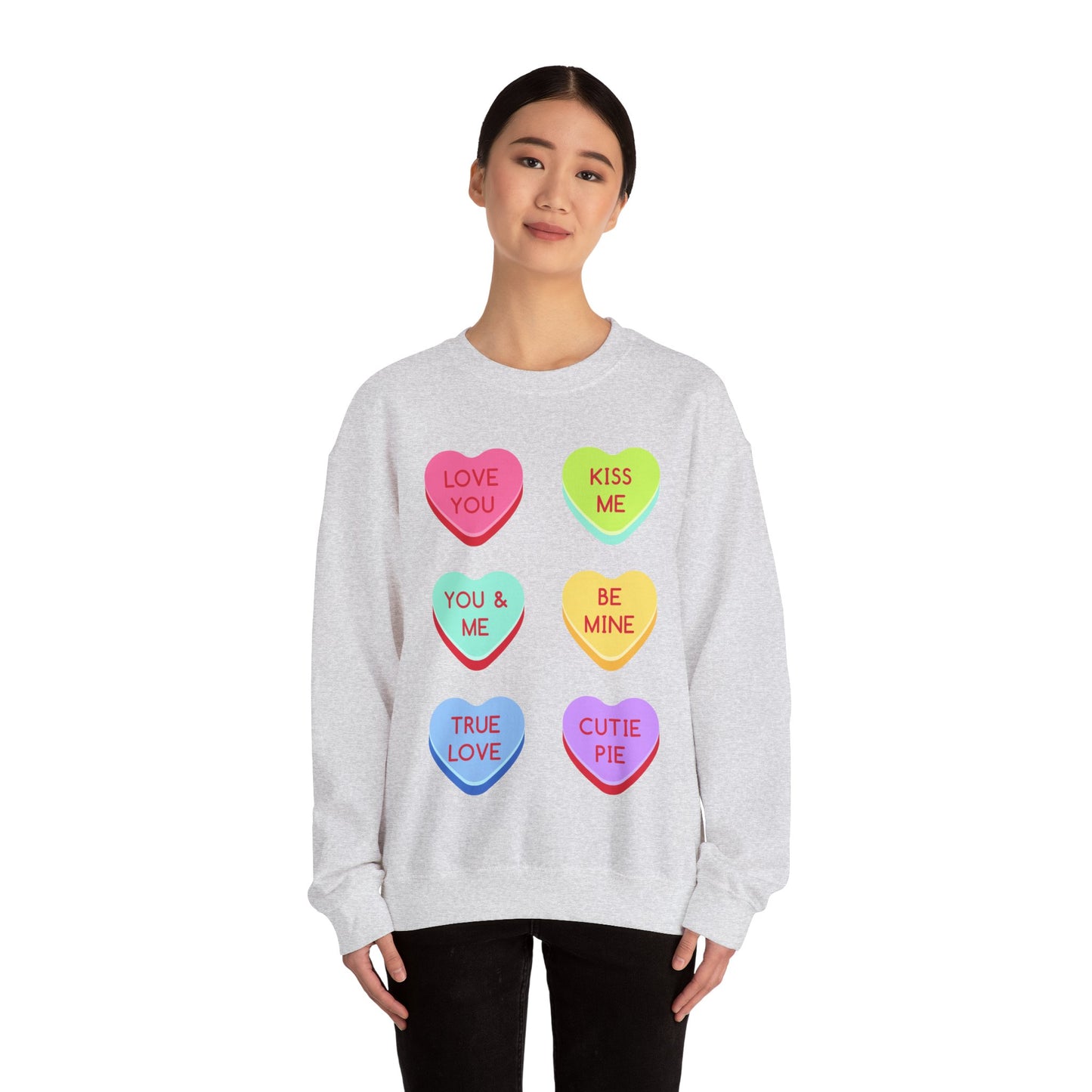 Valentine's Day Candy Heart Sweatshirt, Valentine's Gift, Love Sweatshirt, Romantic Apparel, Heart Graphic Sweater