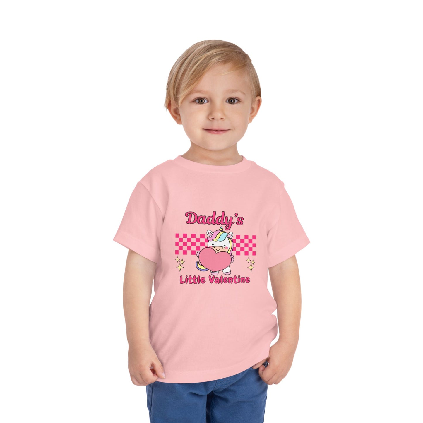 Toddler Valentine's Day Tee, Daddy's Little Valentine Shirt, Kids Unicorn Heart Top, Toddler T-Shirt