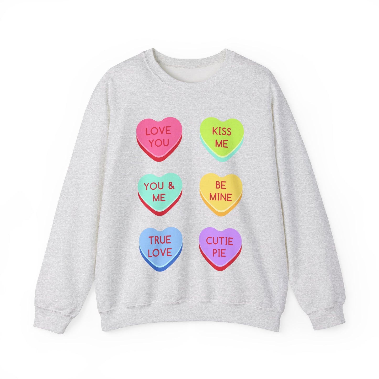 Valentine's Day Candy Heart Sweatshirt, Valentine's Gift, Love Sweatshirt, Romantic Apparel, Heart Graphic Sweater