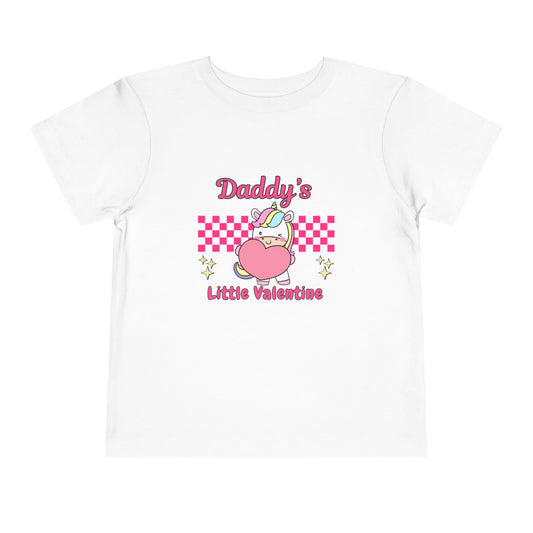 Toddler Valentine's Day Tee, Daddy's Little Valentine Shirt, Kids Unicorn Heart Top, Toddler T-Shirt