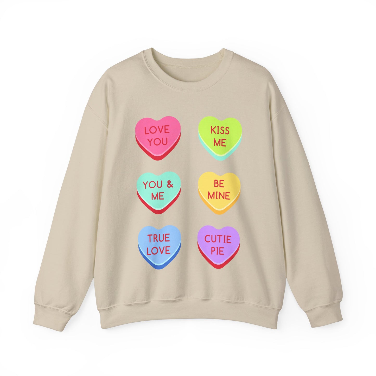 Valentine's Day Candy Heart Sweatshirt, Valentine's Gift, Love Sweatshirt, Romantic Apparel, Heart Graphic Sweater