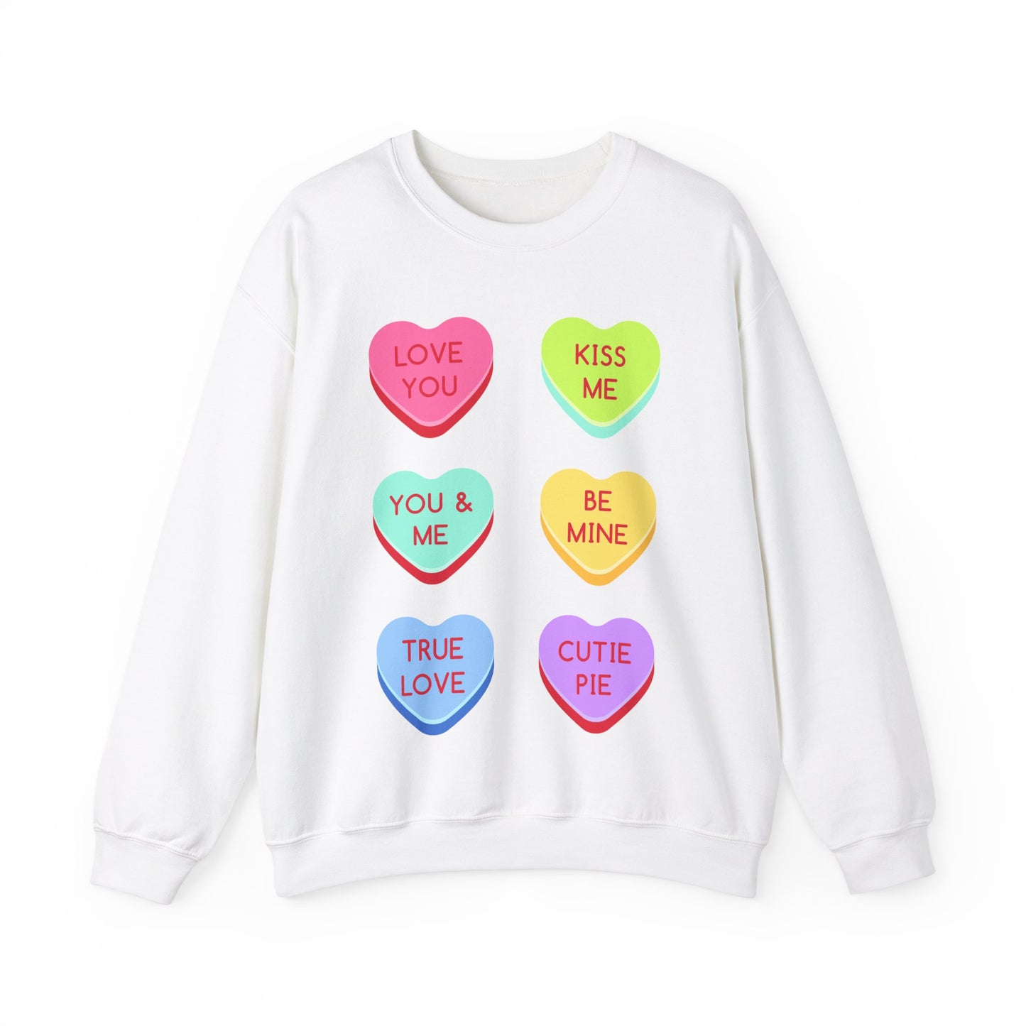 Valentine's Day Candy Heart Sweatshirt, Valentine's Gift, Love Sweatshirt, Romantic Apparel, Heart Graphic Sweater