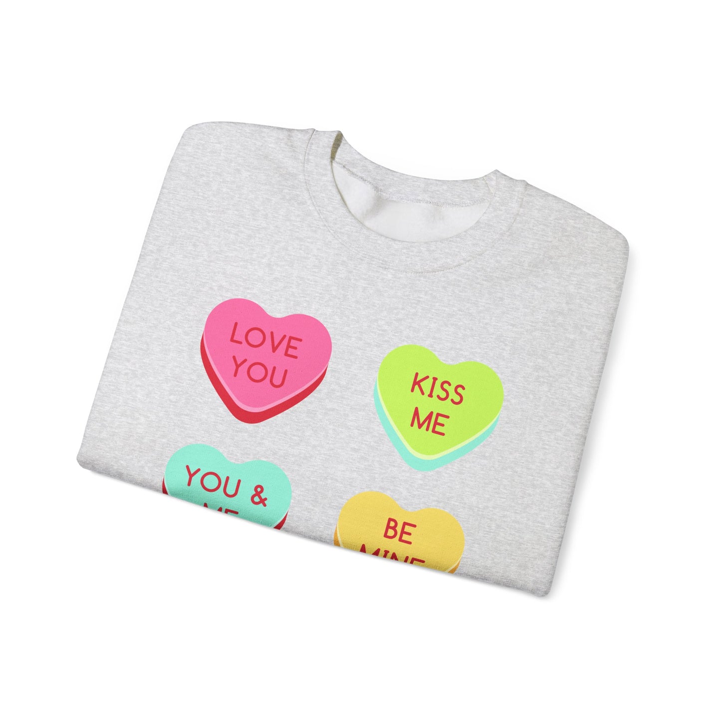 Valentine's Day Candy Heart Sweatshirt, Valentine's Gift, Love Sweatshirt, Romantic Apparel, Heart Graphic Sweater