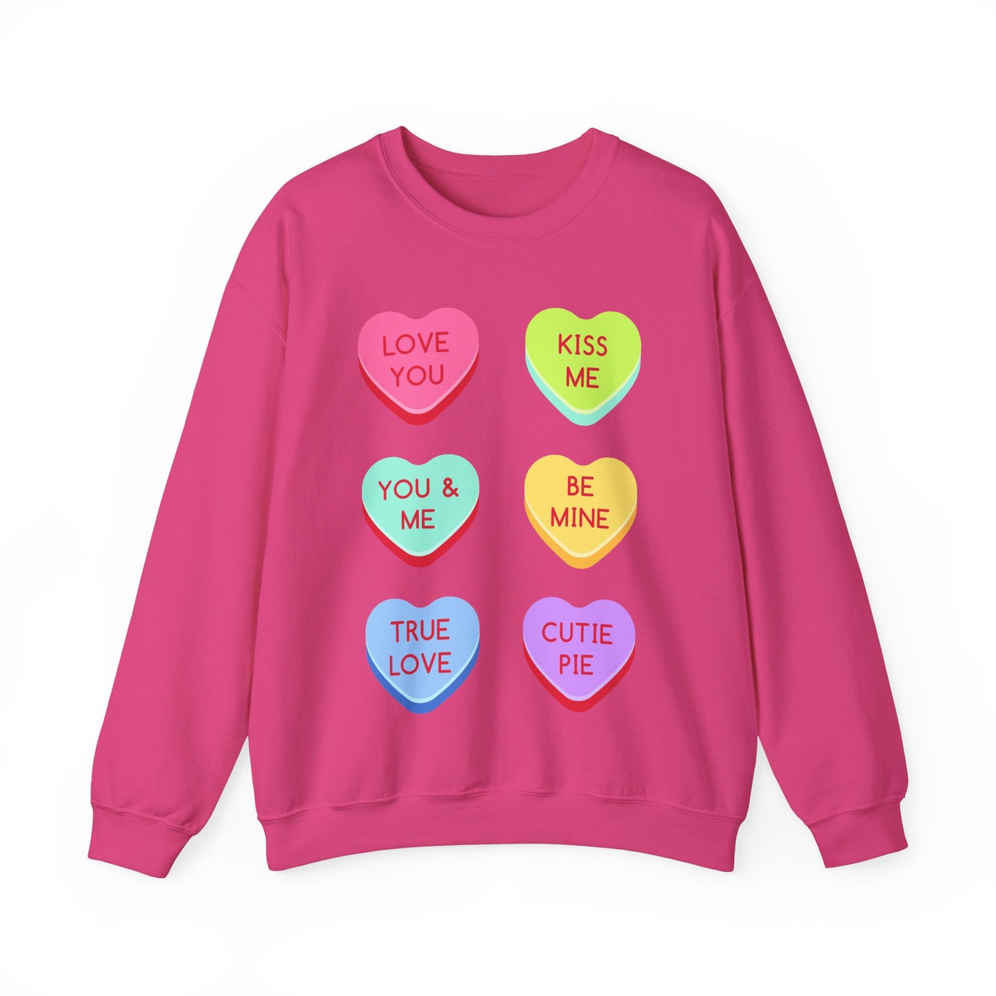 Valentine's Day Candy Heart Sweatshirt, Valentine's Gift, Love Sweatshirt, Romantic Apparel, Heart Graphic Sweater